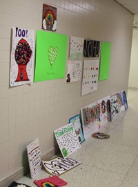100 days of school projects in hallway