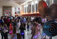 wide shot of people dancing