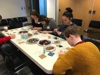 students working on glass projects