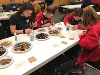 students working on glass projects