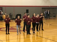 students giving addams family musical preview