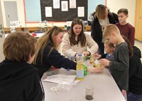 students participating in steam night activity