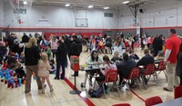 wide shot of gymnasium for steam night