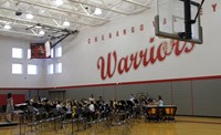 middle school band students performing