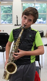 student playing instrument
