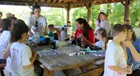 students taking part in facepainting 