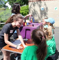 students taking part in art activity