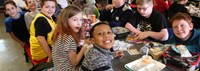 chenango bridge students smiling at lunch