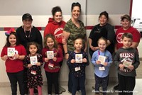 port dickinson elementary students giving thank you cards to food services staff