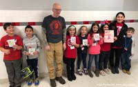 port dickinson elementary students giving thank you cards to facilities staff