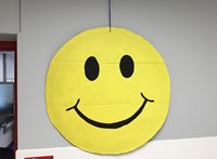 smiley face decoration in hallway