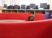 seating and computers in library