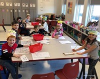 students taking part in 100th day activities