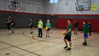 students playing dodgeball