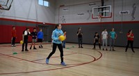 students playing dodgeball