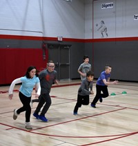 students playing dodgeball