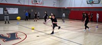 more students playing dodgeball