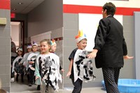 students and teacher in penguin parade