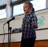 student speaking in poetry recitation