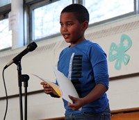 student speaking in poetry recitation