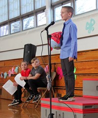 student speaking in poetry recitation