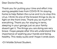thank you letter to doctors and nurses
