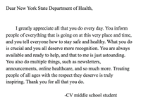 thank you to new york state health department