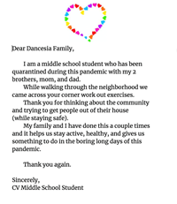 thank you letter to local family