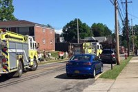 fire trucks leaving Port Dickinson Elementary