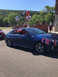 car in parade at Port Dickinson Elementary