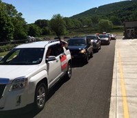 line of vehicles at Port Dickinson Elementary