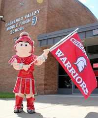 Chenango Valley staff member at parade