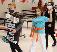 students dressed up for Halloween