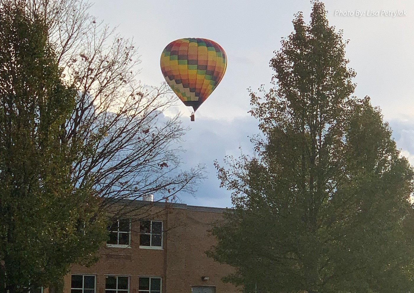 hot air balloon over school