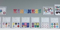 kindness wall drawings at Port Dickinson Elementary