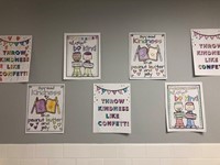 kindness wall drawings at Port Dickinson Elementary