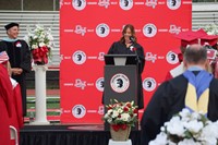 principal speaking at ceremony