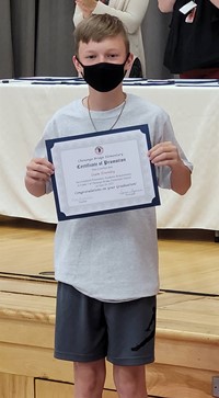 student at fifth grade ceremony