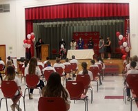 wide shot of 9 a m ceremony