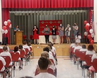 wide shot of 10 a m ceremony
