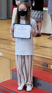 student at fifth grade ceremony