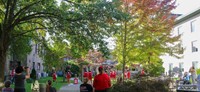 wide shot of pep rally at nursing home