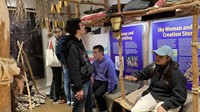 students touring Roberson Museum exhibit
