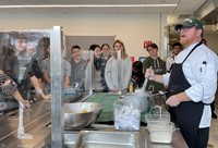 chef speaking with French Exchange students