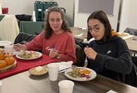 students enjoying meal at Binghamton University