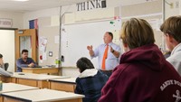 Matt Sheehan speaking to class