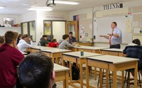 Matt Sheehan speaking to class