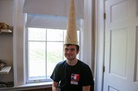 French Exchange student wearing a dunce cap
