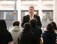 Mayor Kraham speaking to French Exchange students