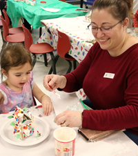 students and family members at pre-K family day